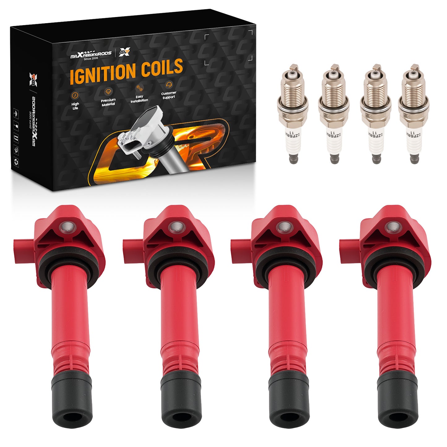 4x Ignition Coil + 4x Spark Plug compatible For Honda Civic 1.8L L4 2006-2011 30520RNAA01