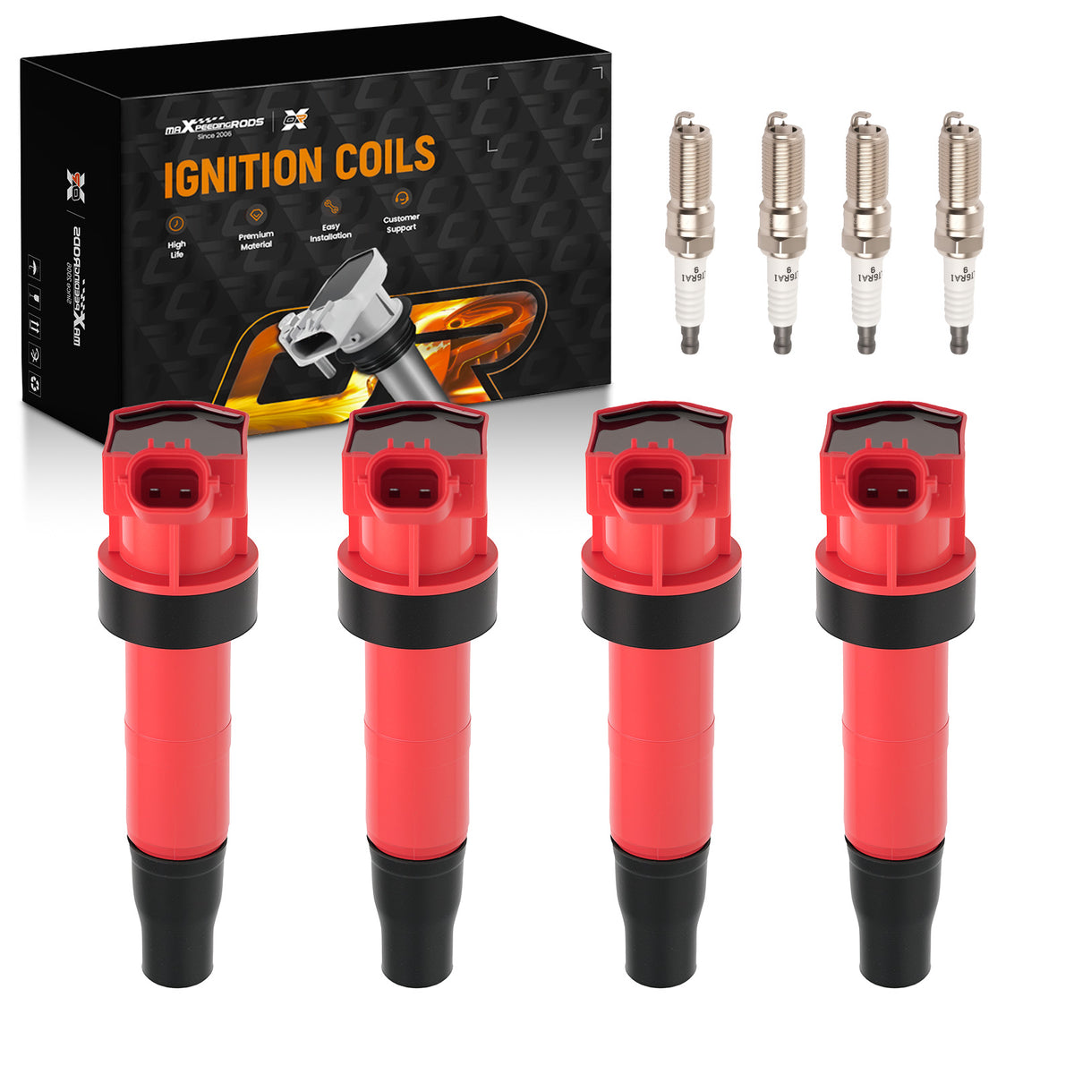 4x Ignition Coil + 4x Spark Plug compatible For Hyundai Genesis Equus 4.6L V8 2009-2012