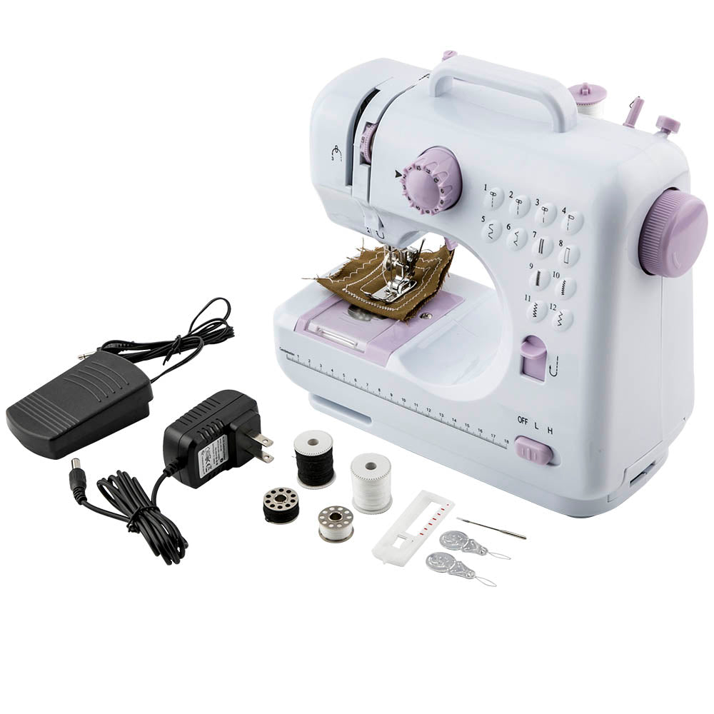 Portable Sewing Machine compatible For Mini Electric Household 2 Speed Desktop 12 Stitches