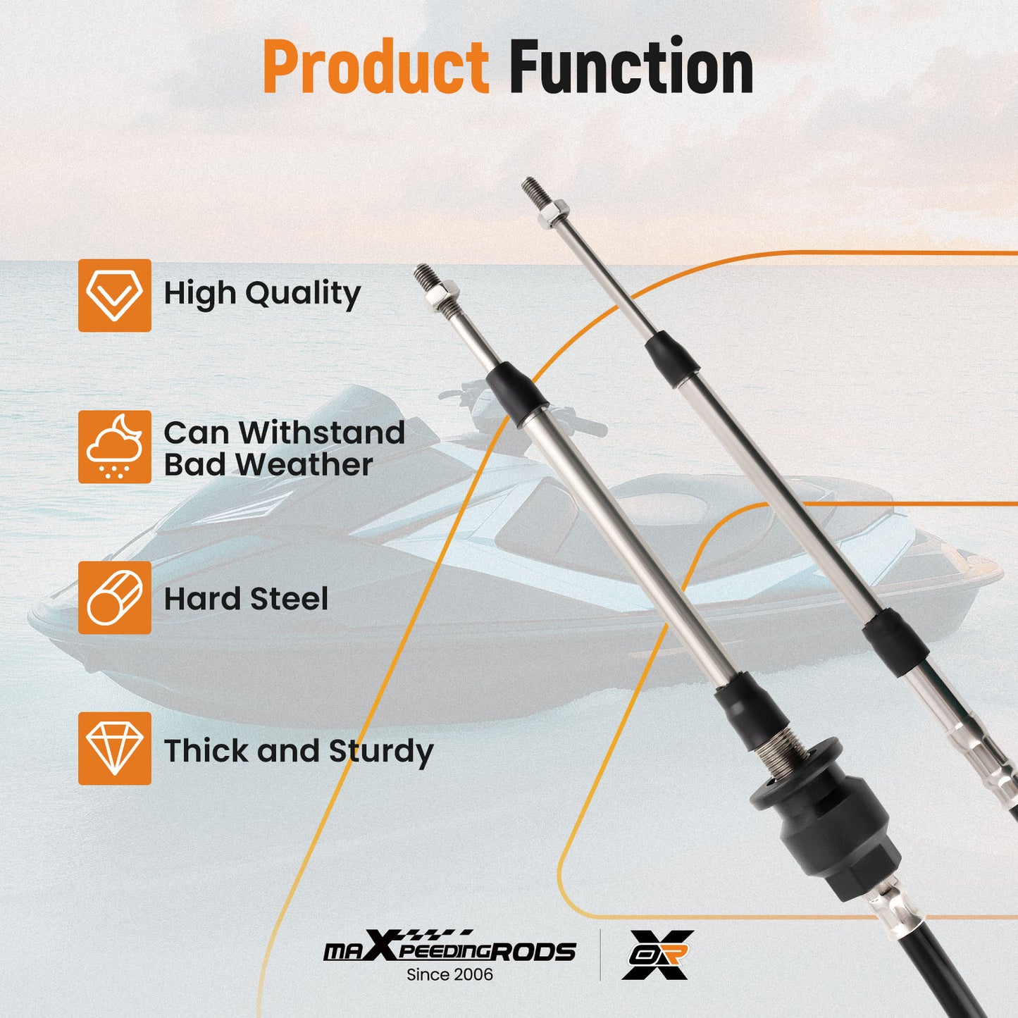 Steering Cable compatible for Sea-Doo GTX RXT GTI Wake RXP GTR 02-2017 277001438 277001578