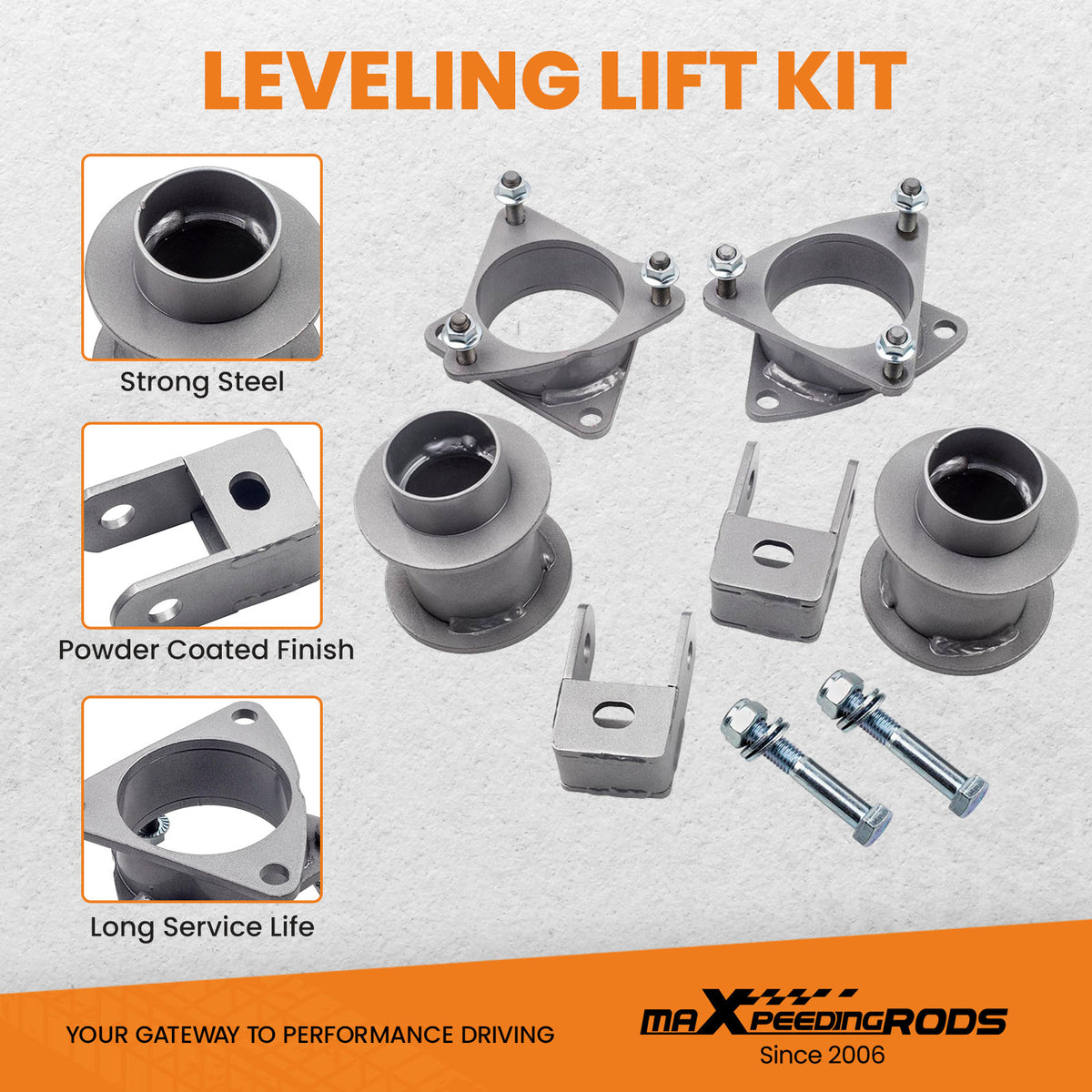 2 Front Rear 3 Lift Kit Spacer Compatible For Chevy Suburban 1500 compatible For Tahoe 6-Lug 2008-16