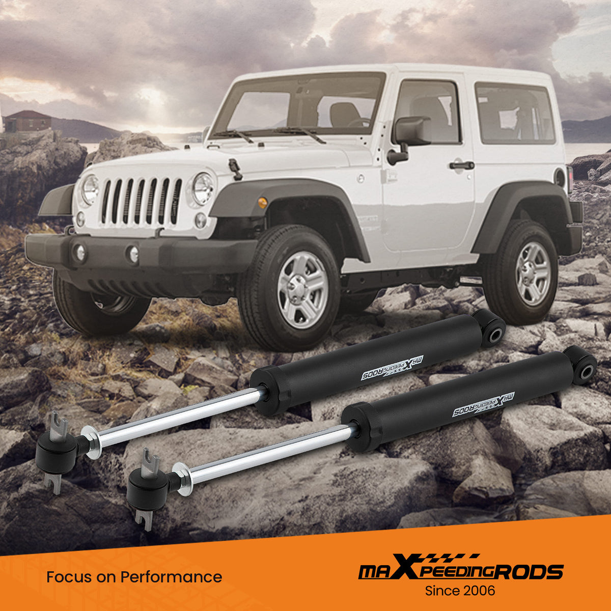 2 Pcs 0-3 Rear Shock Absorbers compatible For Jeep Wrangler JK 2007 2008 2009 2010