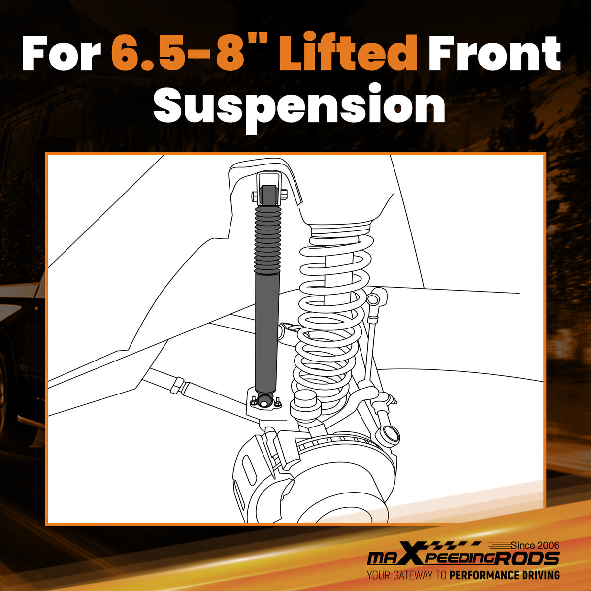6.5-8inch Lift Front Shock Absorbers compatible For Chevy Silverado/GMC Sierra 2WD 99-2007