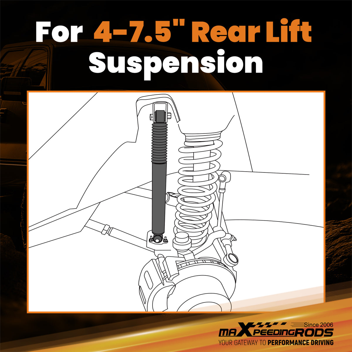 4-7.5 Rear Lift Shock Absorbers compatible For Ford F-150 2WD 4WD 2009-24 Nitrogen Charged