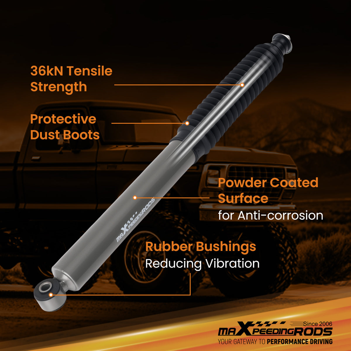 Front Gas Shock Absorber compatible For Ford F-150 4WD 1980-1996 5-8 Lift Twin Tube