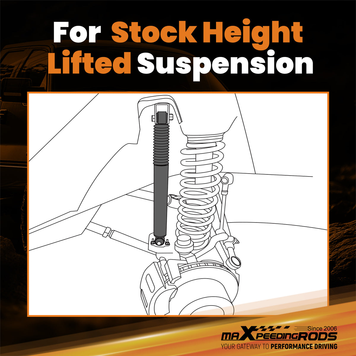 Stock Ride Height Front Shocks compatible For Jeep Wrangler JK 2007-2017 4WD/RWD