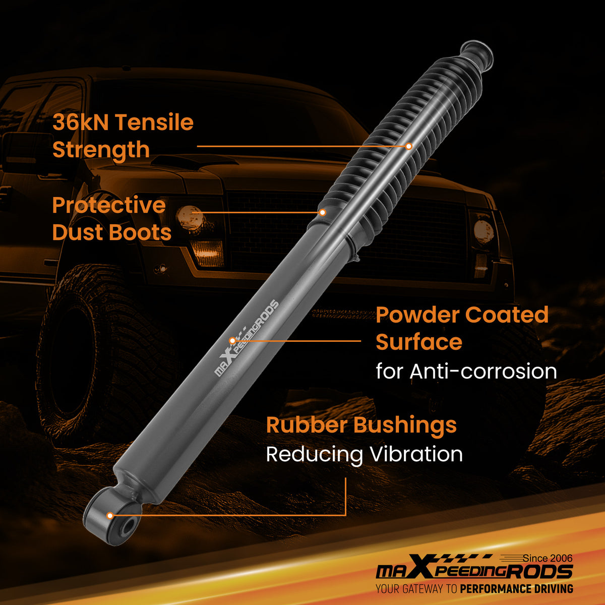 Pair Front Shock Absorbers compatible For Jeep Wrangler JK 2007-2018 with 3"-4.5" Lift