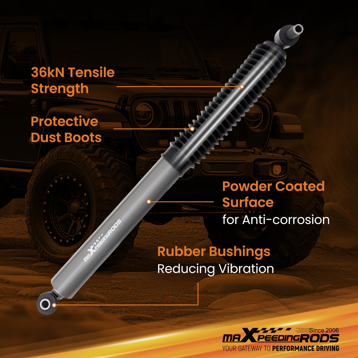 Front Lift Shock Kit compatible For Jeep Gladiator JT 2020-2025 4WD 0-2.5 Carbon
