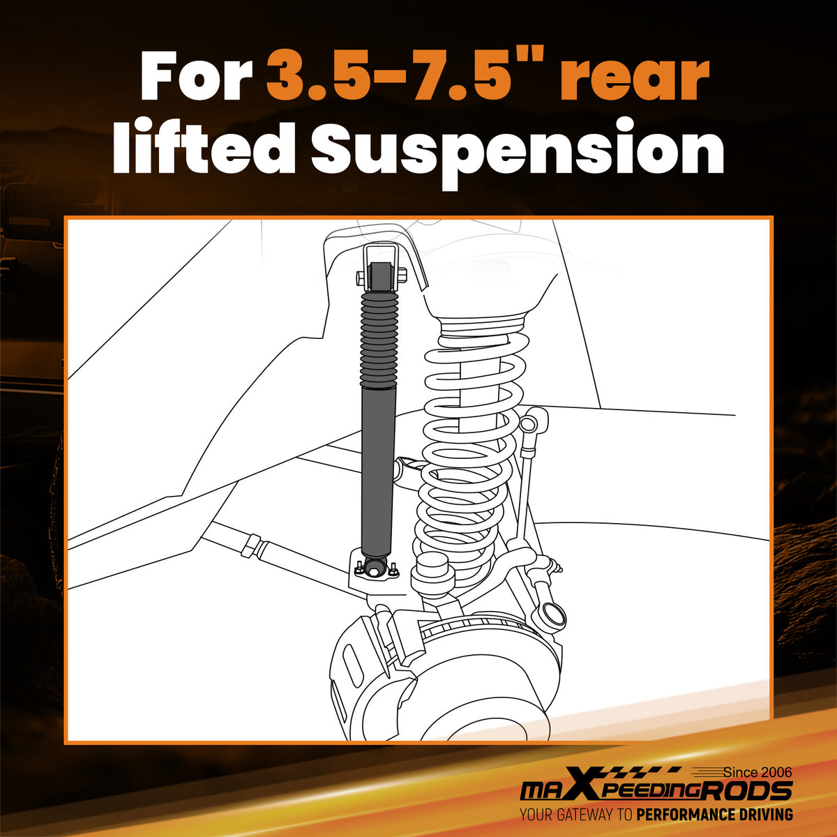 3.5-7.5 Lift Rear Shock compatible For Chevy/GMC Silverado/Sierra 2001-2025 twin-tube