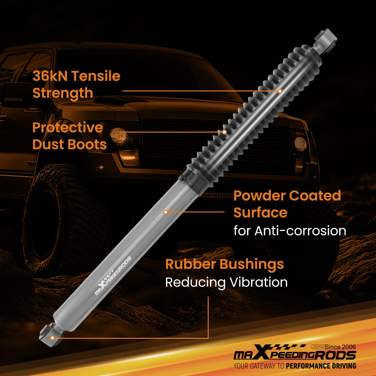 Lift Shock Rear Set compatible For Dodge Ram 1500 2002-2008 Carbon Steel 3.5-6.5 Kit