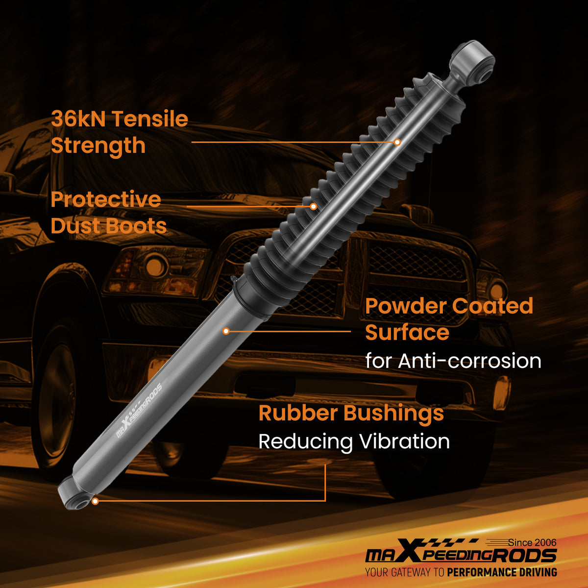 Lift Shock Absorber compatible For Ram 1500 Classic 4WD 2019-2024 Rear 5.5-7.5 Lift