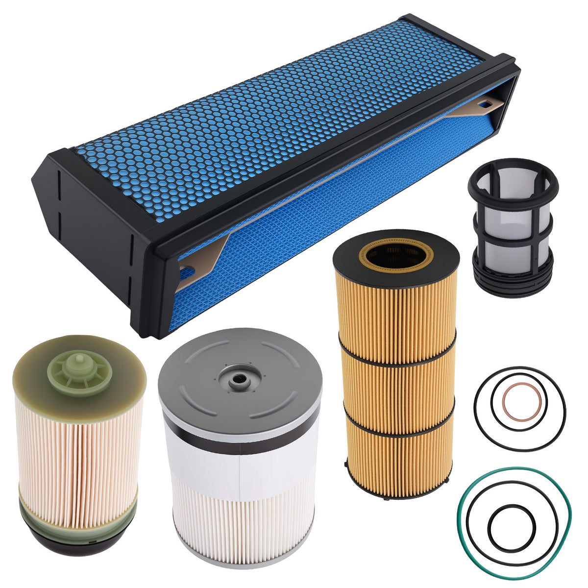 4 Filter Kit compatible For Freightliner Cascadia DD13 DD15 DD16 FS19915 AF27879