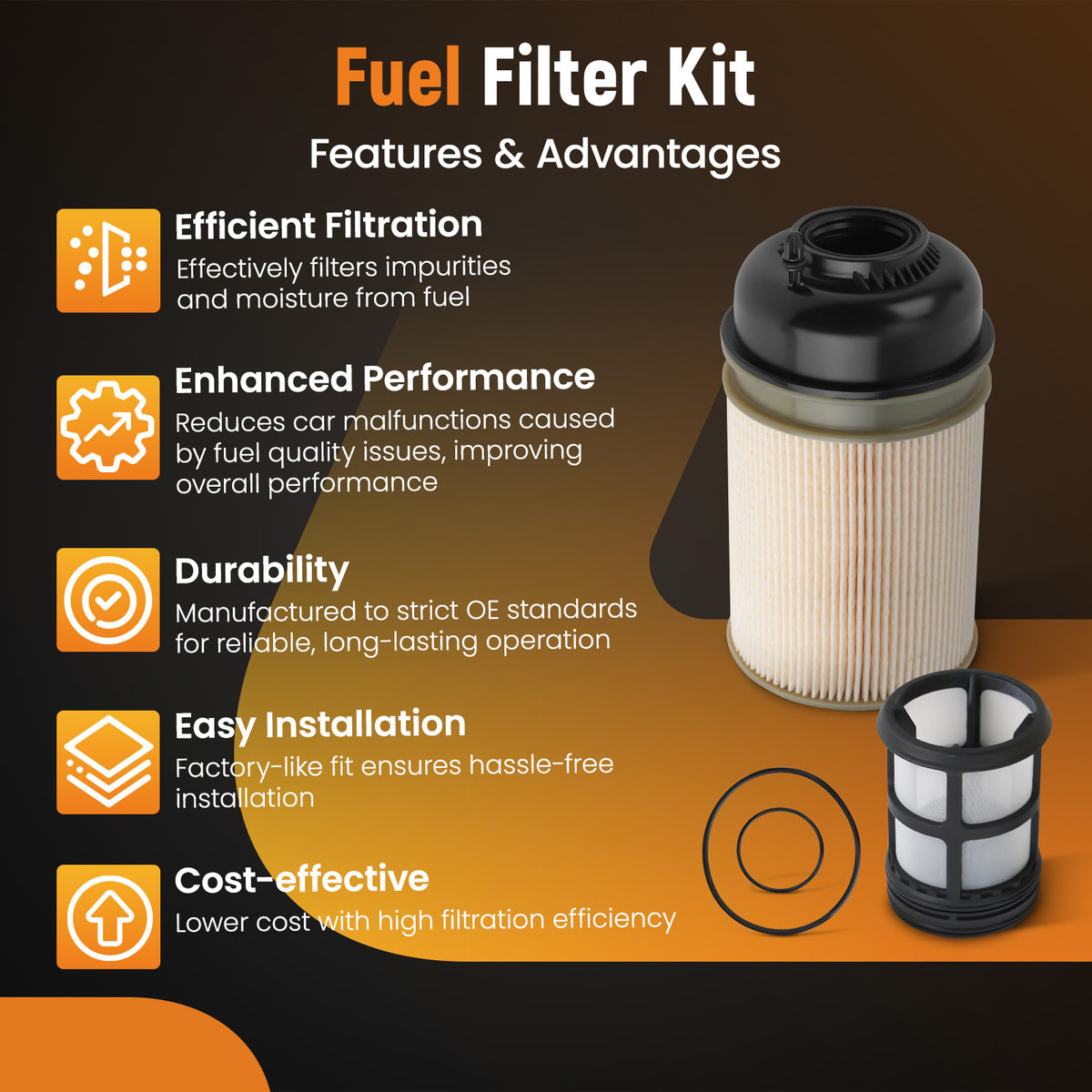 6Pack Fuel Filters compatible For Western Star 4700SB 4700SF 12.8L 2013-2019 PF9908