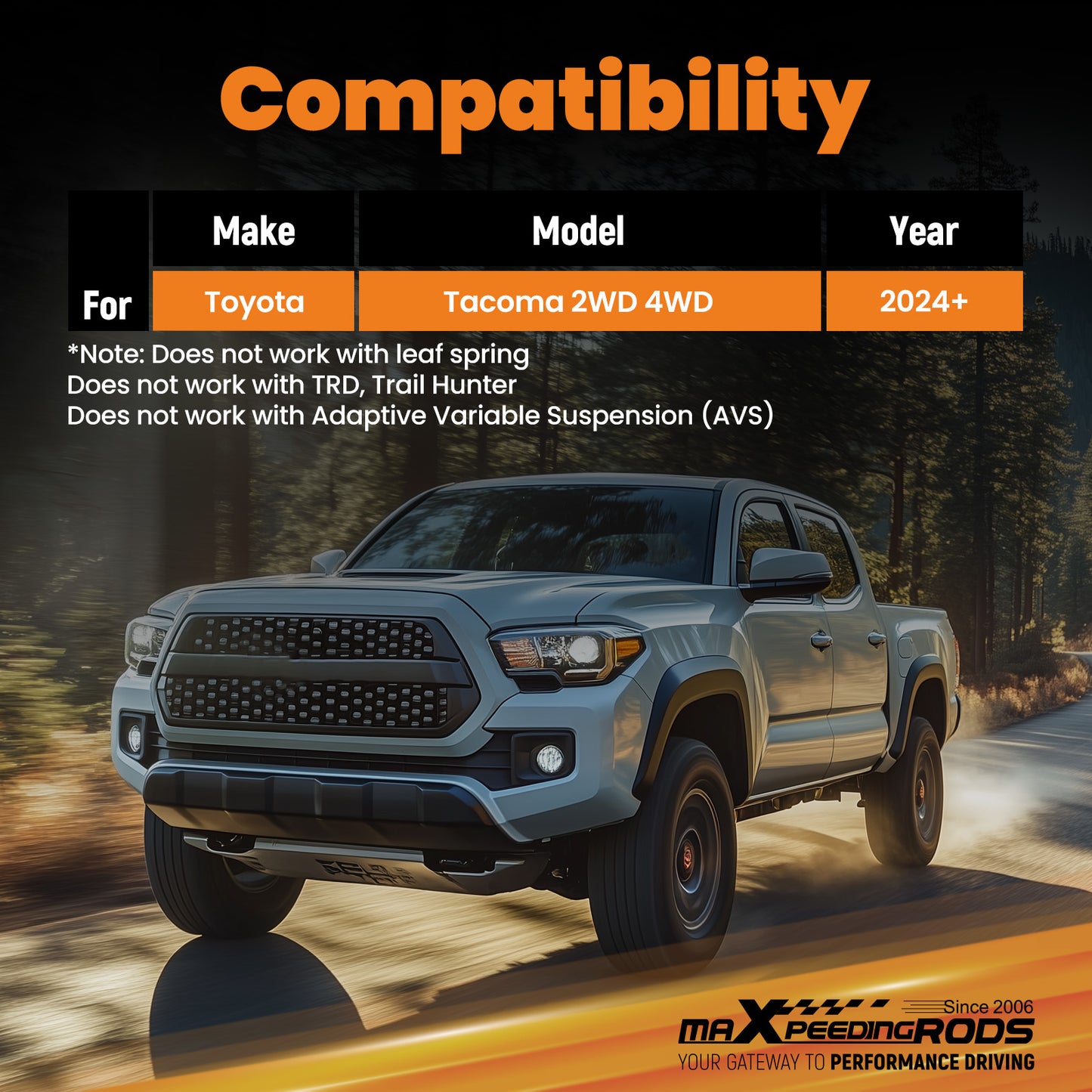 2.5 Front Lift Spacer compatible for Toyota Tacoma 2024+ 2WD 4WD Suspension Kit