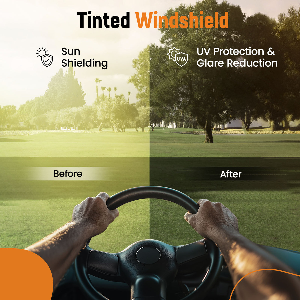 Front Tinted Windshield Windscreen compatible For Yamaha G14 G16 G19 compatible For Golf Cart 95-03 PC 4MM