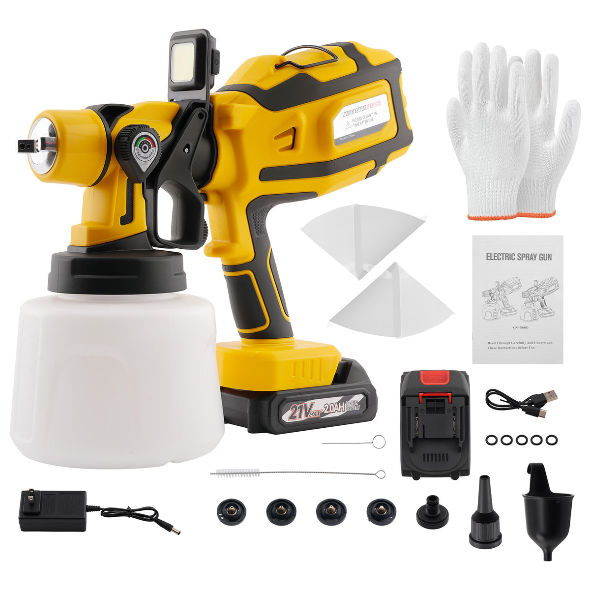 Electric Handheld HVLP Sprayer 1400ML 5 Nozzles LED Light For Makita Battery