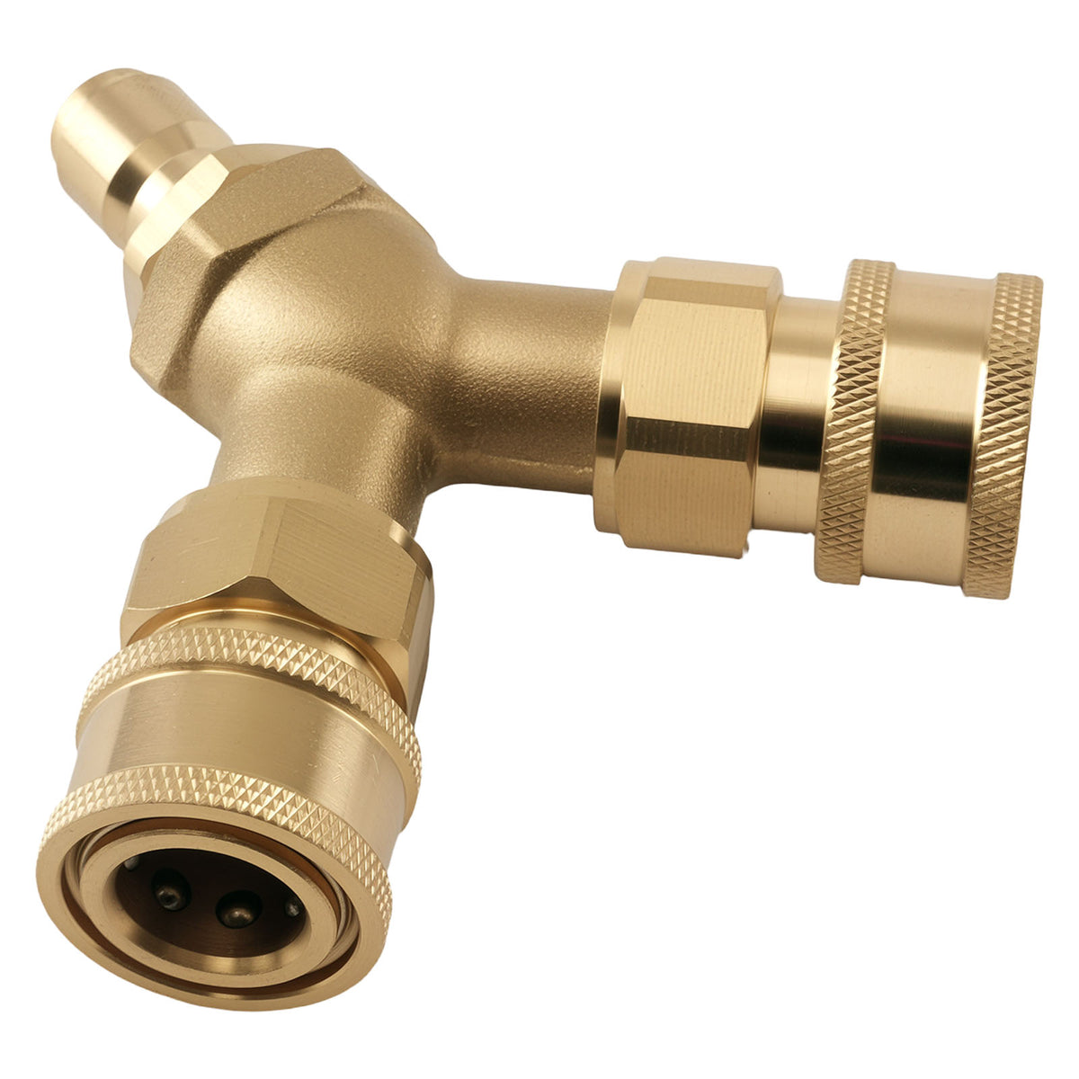 3/8 Brass Quick Coupler Y-Adapter For Pressure Washer Dual Gun Branch Tee