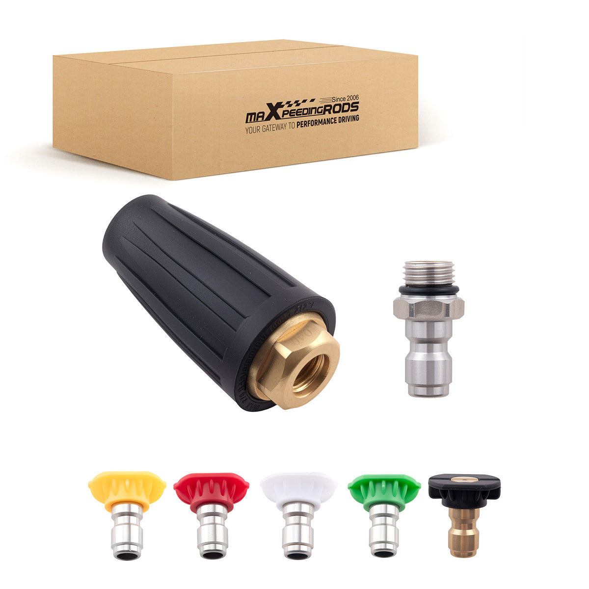 4000 PSI Turbo Nozzle Set For Pressure Washer 5 Color Spray Tips 1/4 Quick Link