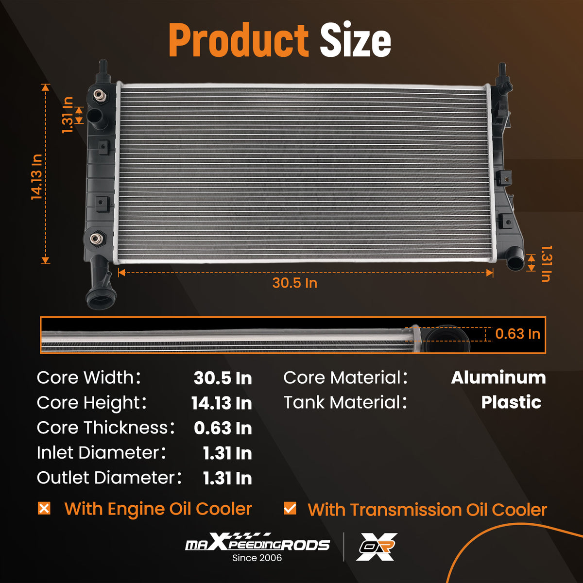 Aluminum Coolant Radiator compatible For Chevy Monte Carlo 3.4L 3.8L 2004-2005 2710