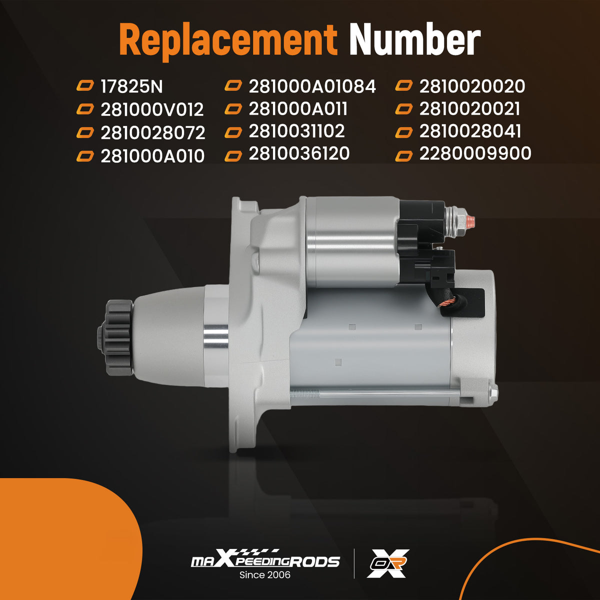 Engine Starter Motor compatible For Toyota Camry 2.4L 2.5L L4 2002-2017 281000A011