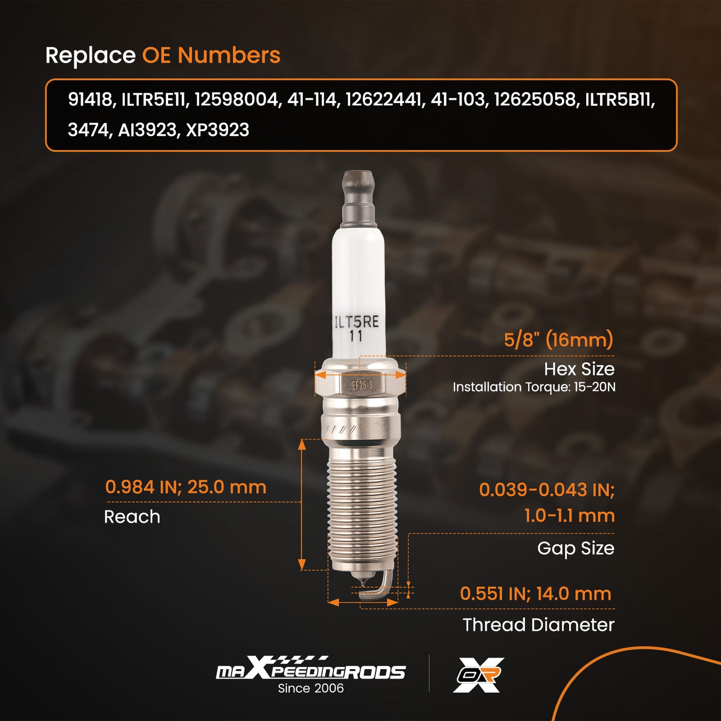 8PCS Iridium Spark Plugs compatible for Cadillac Escalade 6.2L 2015-2023 12598004