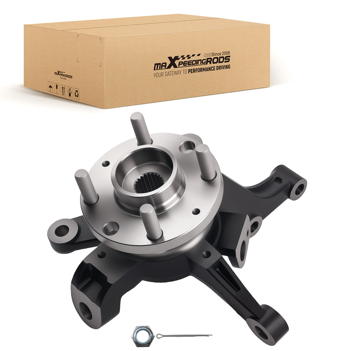 Front Driver Steering Knuckle compatible For Chevy Aveo/G3 04-11 96535190 96870493 Steel