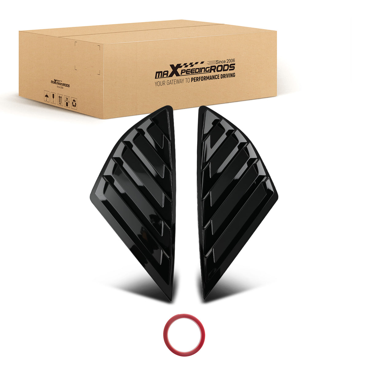 ABS Black Side Window Louvers compatible for Ford Fusion Mondeo 2013-2020 Gloss