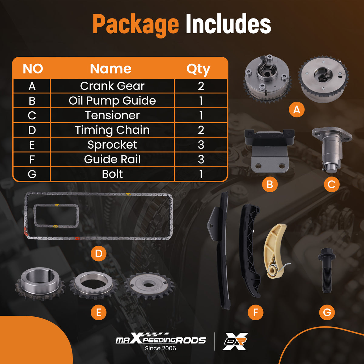 Complete Engine Timing Chain compatible For Corolla Matrix 1.8L 2009-2015 13562-0T010