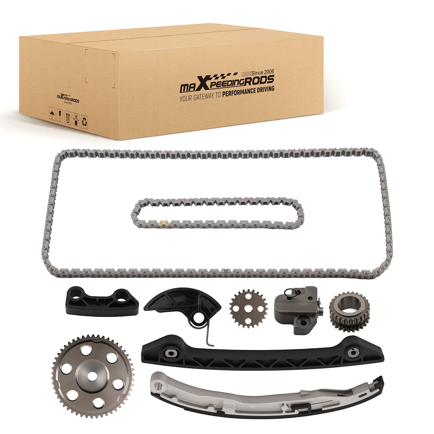 Engine Timing Chain Kit compatible For Mazda 3 2.3L DOHC 04-06 Steel Aluminum Kit