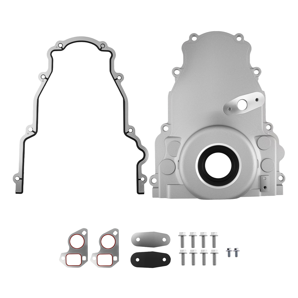 Aluminum Front Timing Cover w/Gaskets compatible For GM Gen III LS1 LS6 4.8L 5.3L 5.7L 6.0L