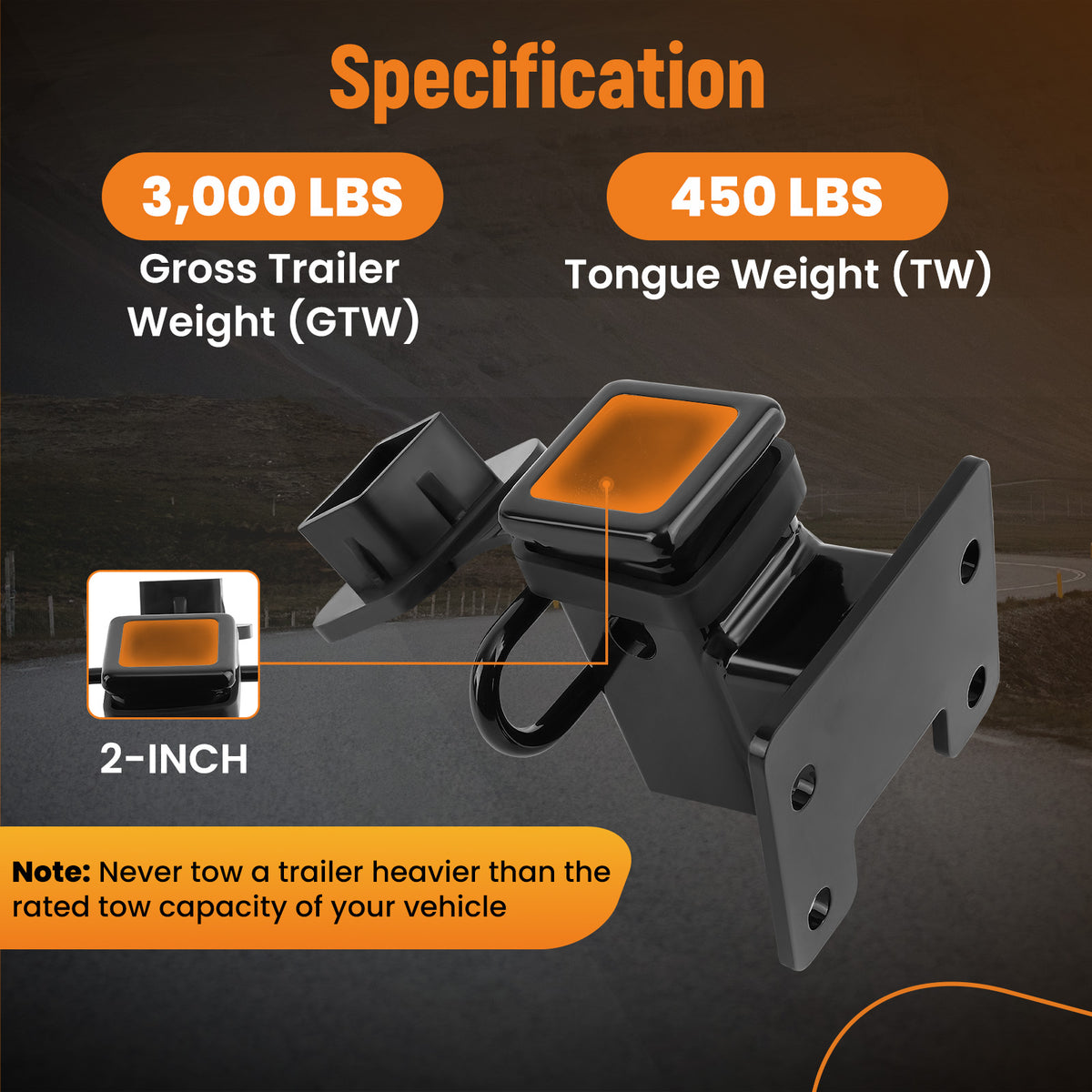 2" Rear Trailer Hitch Tow Receiver Kit compatible For Volkswagen ID.4 2021-2024 3000 lbs