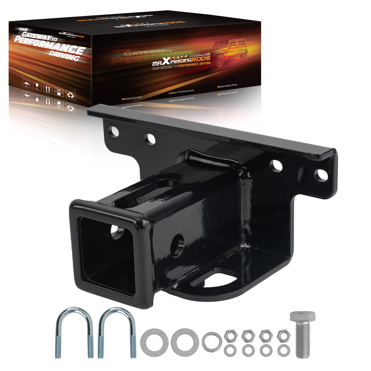 Rear Trailer Hitch Kit 2 Receiver compatible For Yamaha Grizzly 700 2007-18 Powder Coated