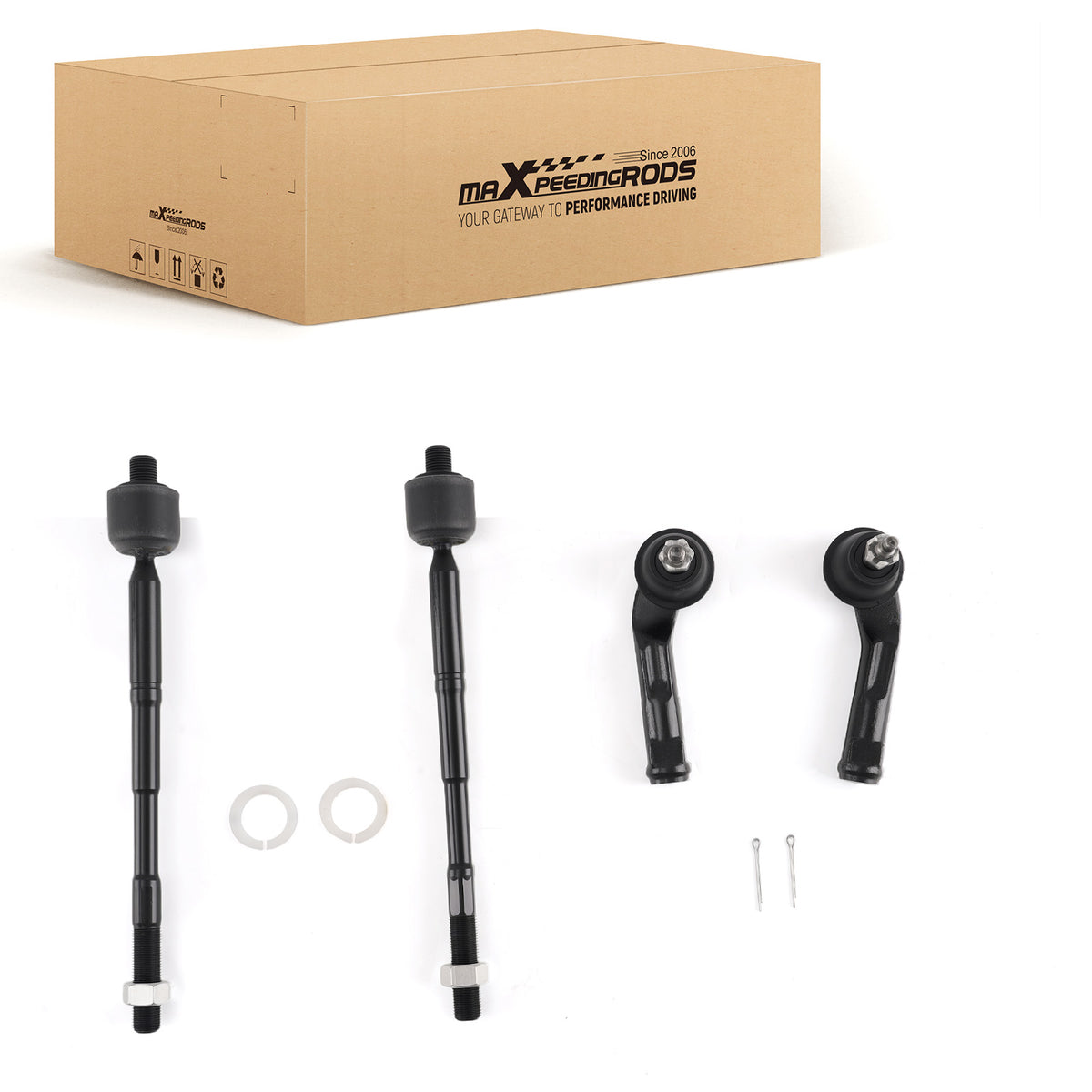 4PCS Front Inner and Outer Tie Rod Set compatible For Hyundai Elantra GT Kona Forte