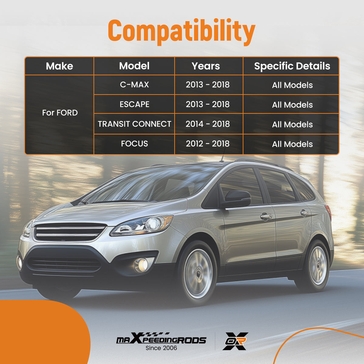 4Pc Front Tie Rod End compatible For Ford Focus Escape C-Max 2012-2018 Inner Outer Kit