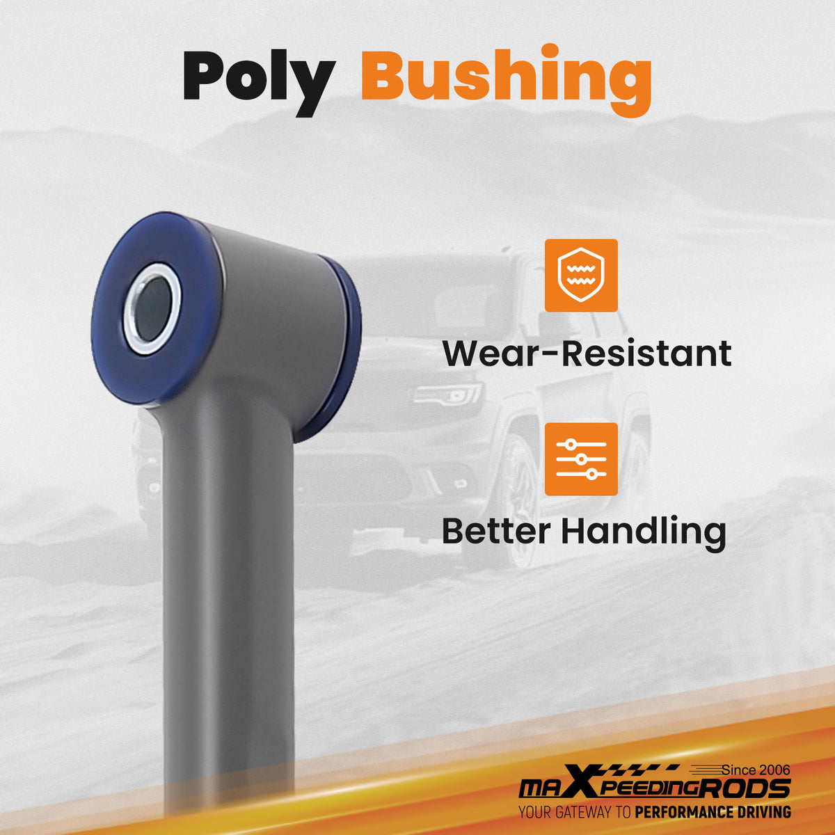 Adjustable compatible For Panhard Track Bar w/Poly Bushings For 05-14 compatible For Ford Mustang 2-Door Gray
