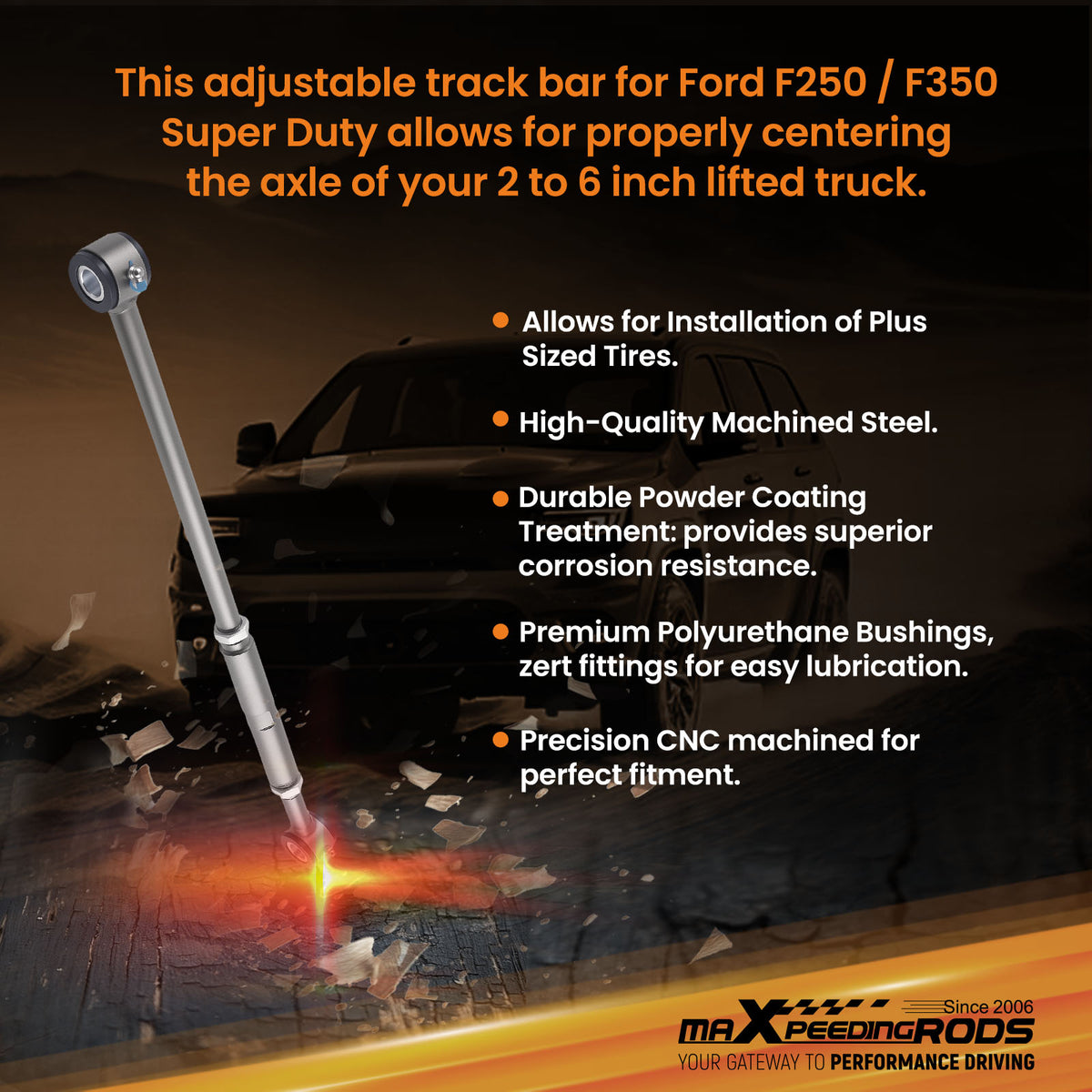 Front Adjustable Track Bar compatible For Ford F-250 99-04 compatible For Super Duty 00-05 Excursion 4X4