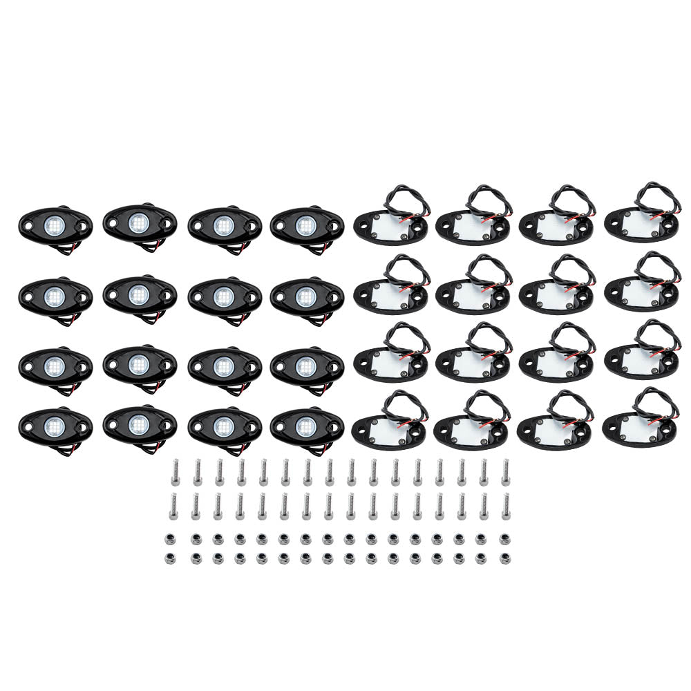 Aluminum LED Rock Light Kit 16PCS For Truck ATV UTV Off Road Vehicle 12V-24V