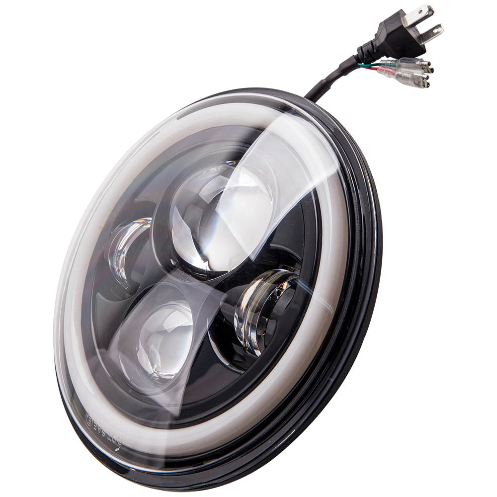 7 LED Projector Headlight4.5“ Passing Lights compatible For Harley Touring Black
