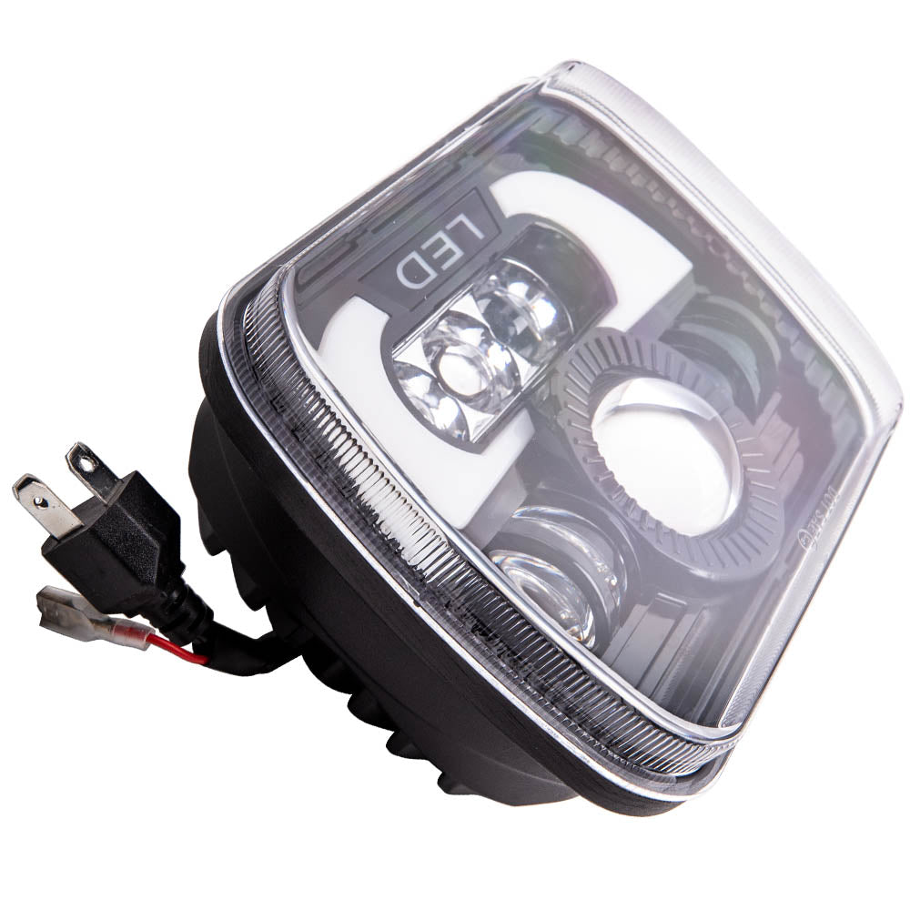 LED Rectangle Headlight 5x7 H6054 compatible For Chevy S10 82-94 High Low Beam 6000K compatible For White