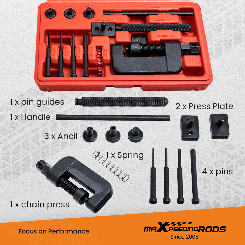 13x Motorbike Bike Chain Breaker Splitter Link Riveter Riveting Cutter Tool Kit