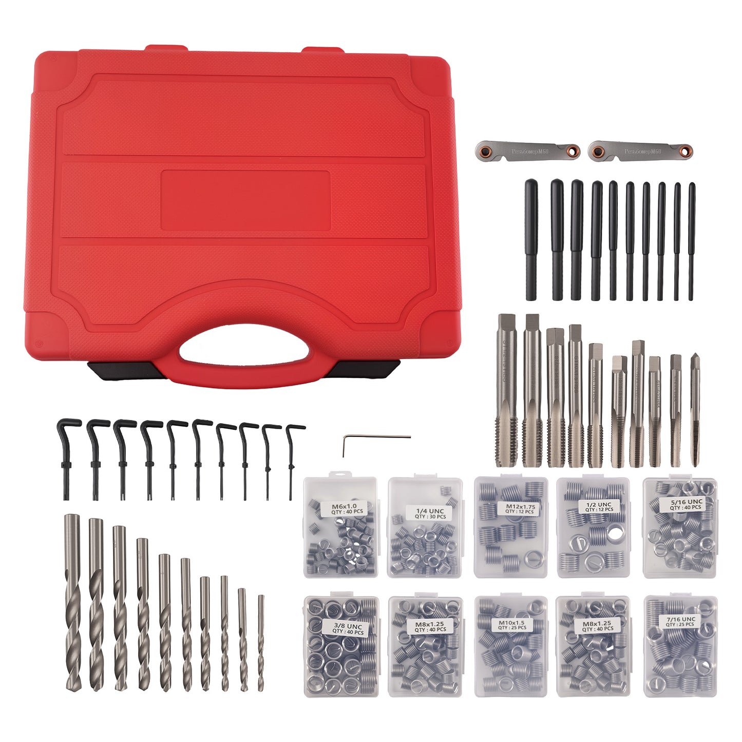 338Pc Automotive Engine Thread Insert Kit SAE Metric For Repair Tool Set