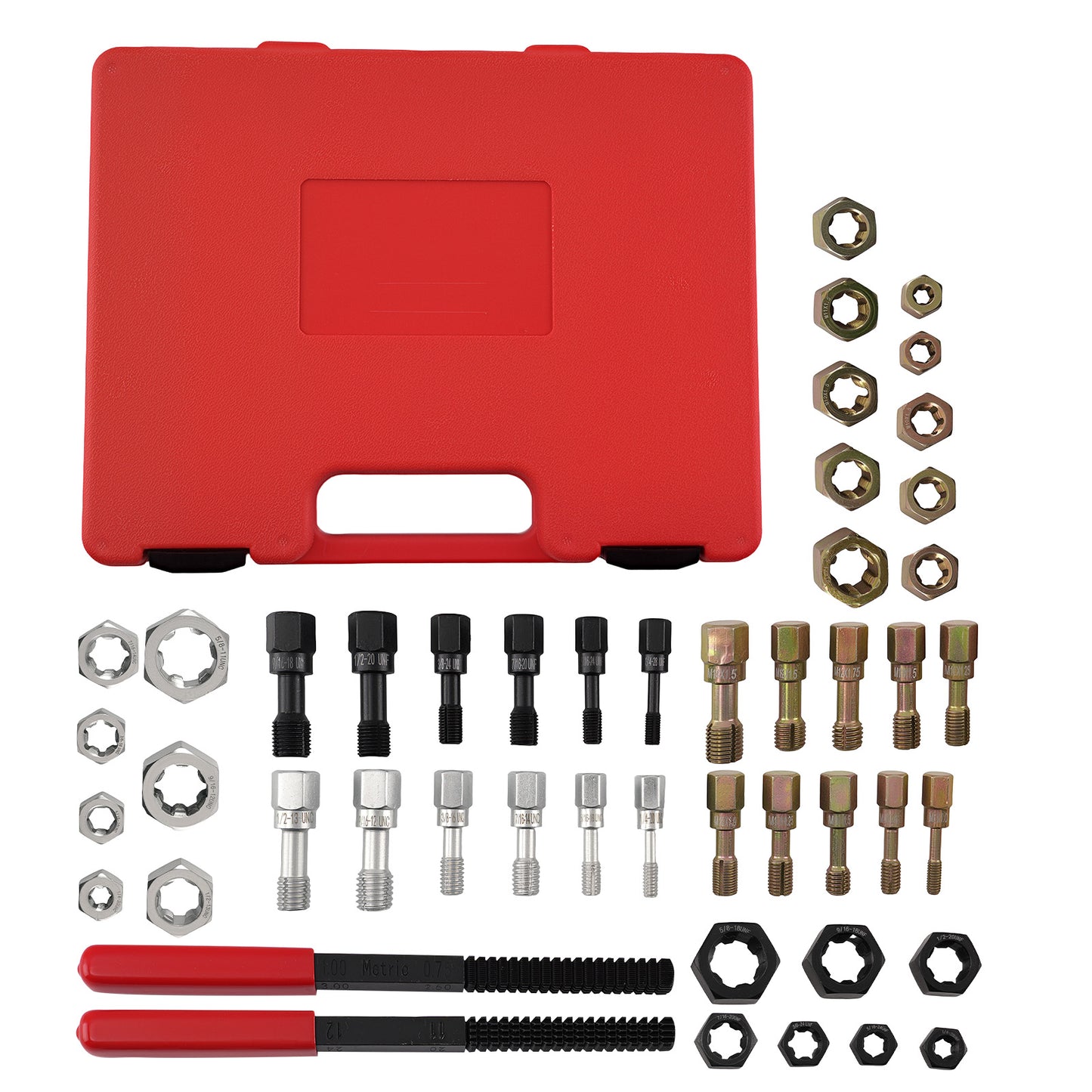 48pc Metric SAE Thread Kit For Vehicle Engine Repair M6-M14 UNC UNF Tool Set