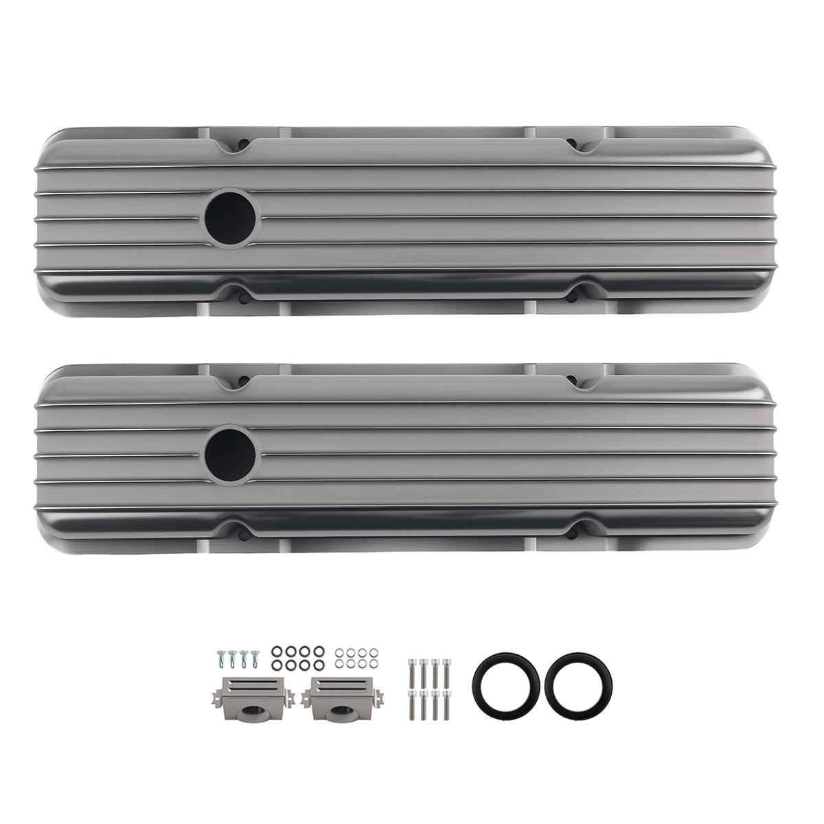 Aluminum Valve Cover Set compatible For Chevy SBC 283 302 305 327 350 1958-1986 Short