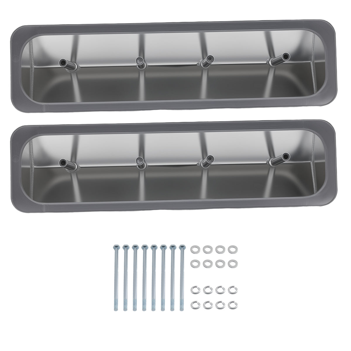 Aluminum SBC Valve Cover Set compatible For Chevy 350 305 1987-1997 Polished w/ Hardware
