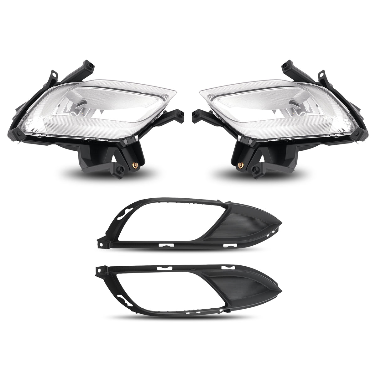 Pair Front Bumper Fog LightsBezels Trim Fog W/Bulbs compatible For Kia Forte 2014-2016