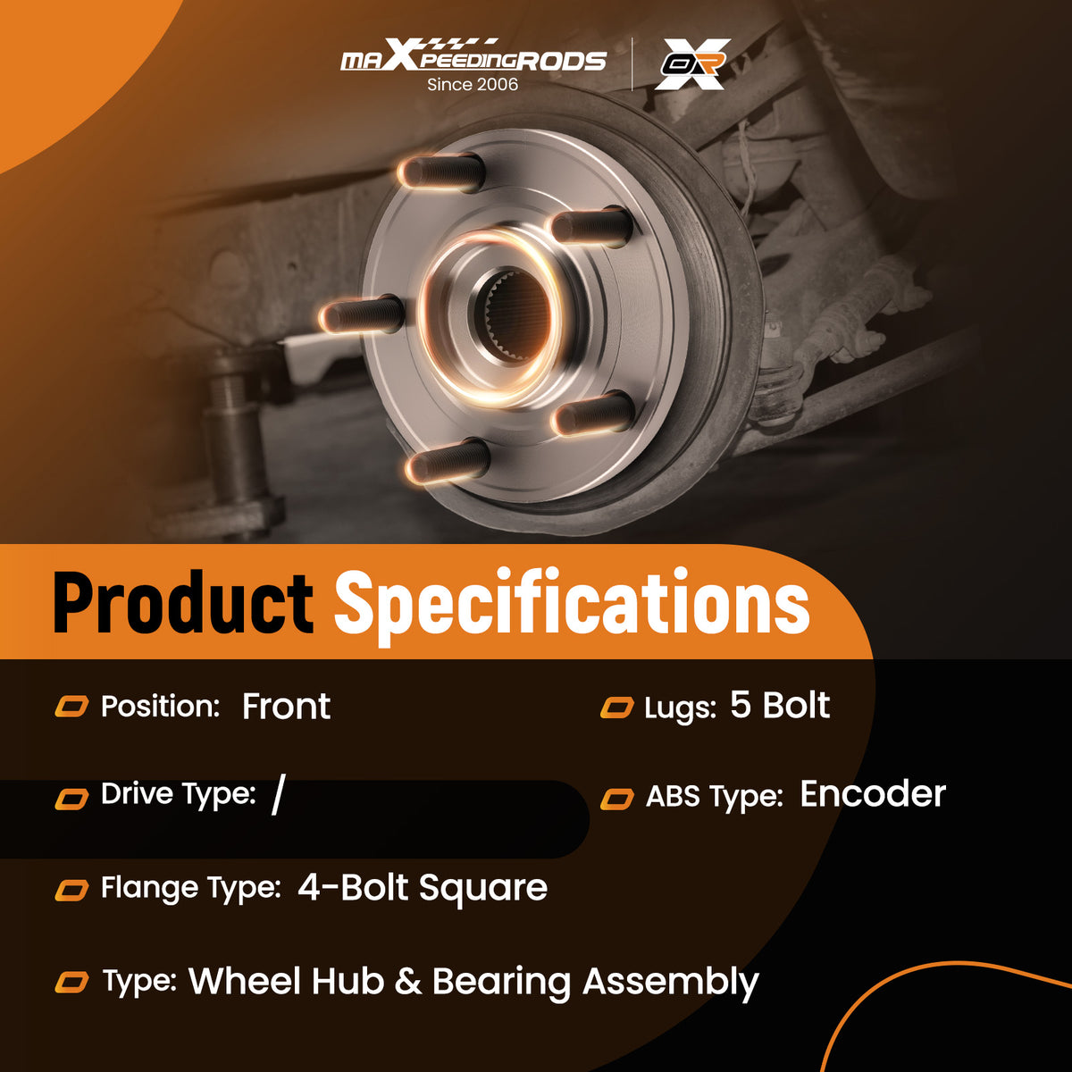 5 Lugs Front Wheel Hub 513263 compatible For Chrysler 200 Sebring compatible For Dodge Avenger WE60909