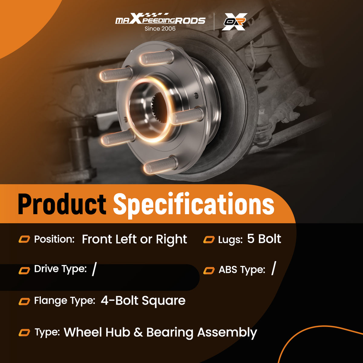 Front Wheel Bearing Hub compatible For Kia Optima Sportage 2016-2020 51750C1000 5 Lugs