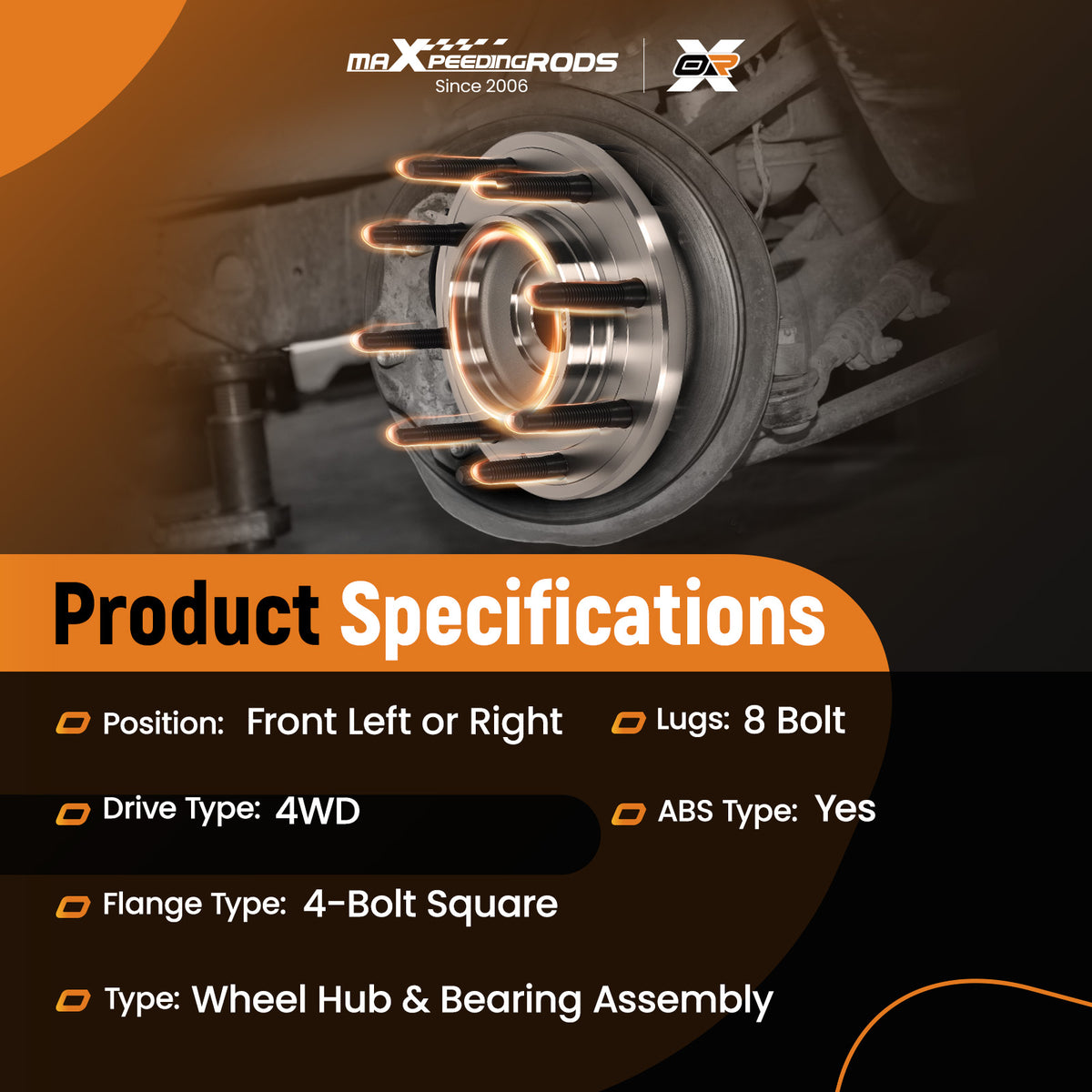 8 Lug Front Wheel Hub Assembly compatible For Silverado/Sierra 2500HD 3500HD 11-19 BR930824