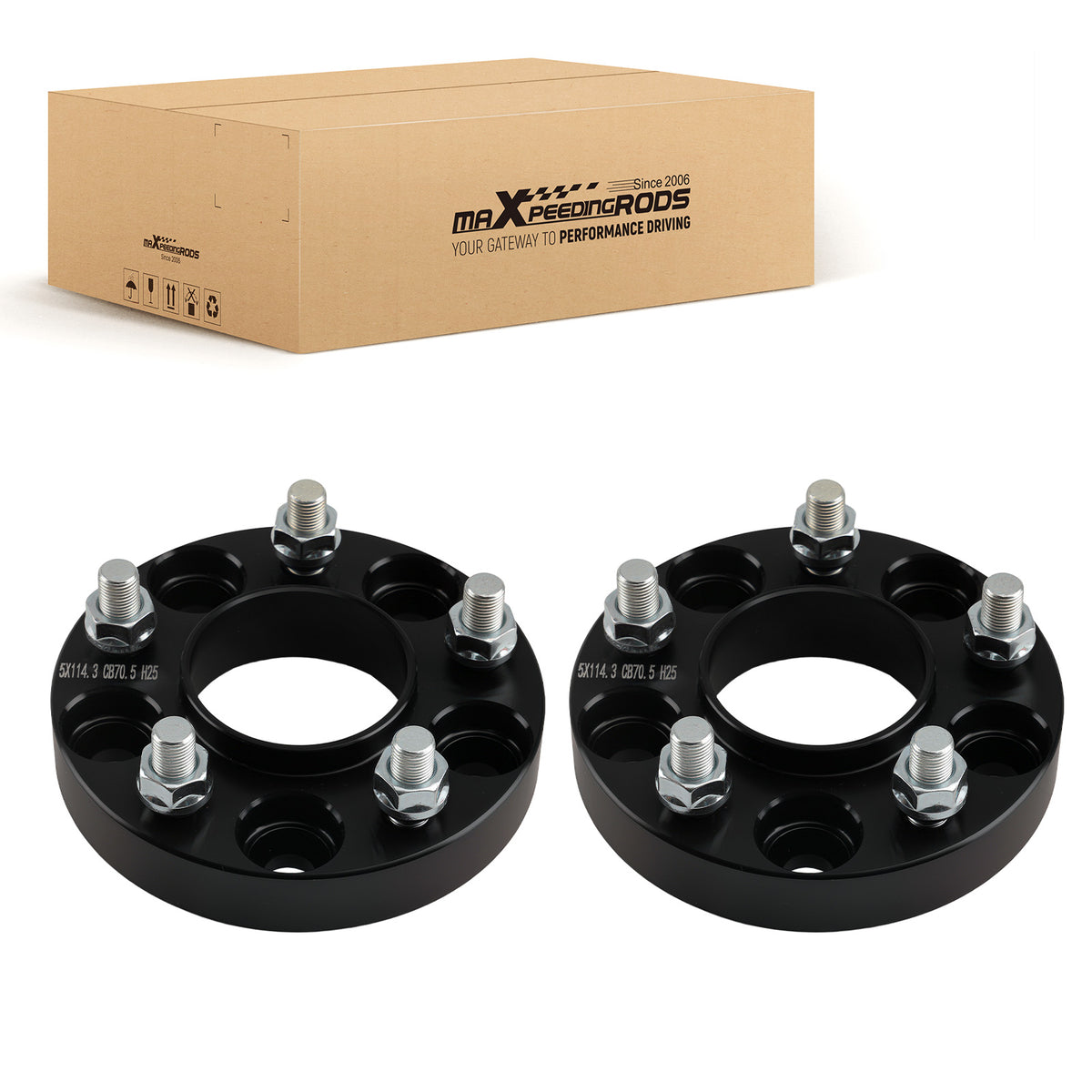 1 inch Aluminum Wheel Spacers compatible For Ford Edge Explorer 5x4.5 70.5mm Hub 2PC