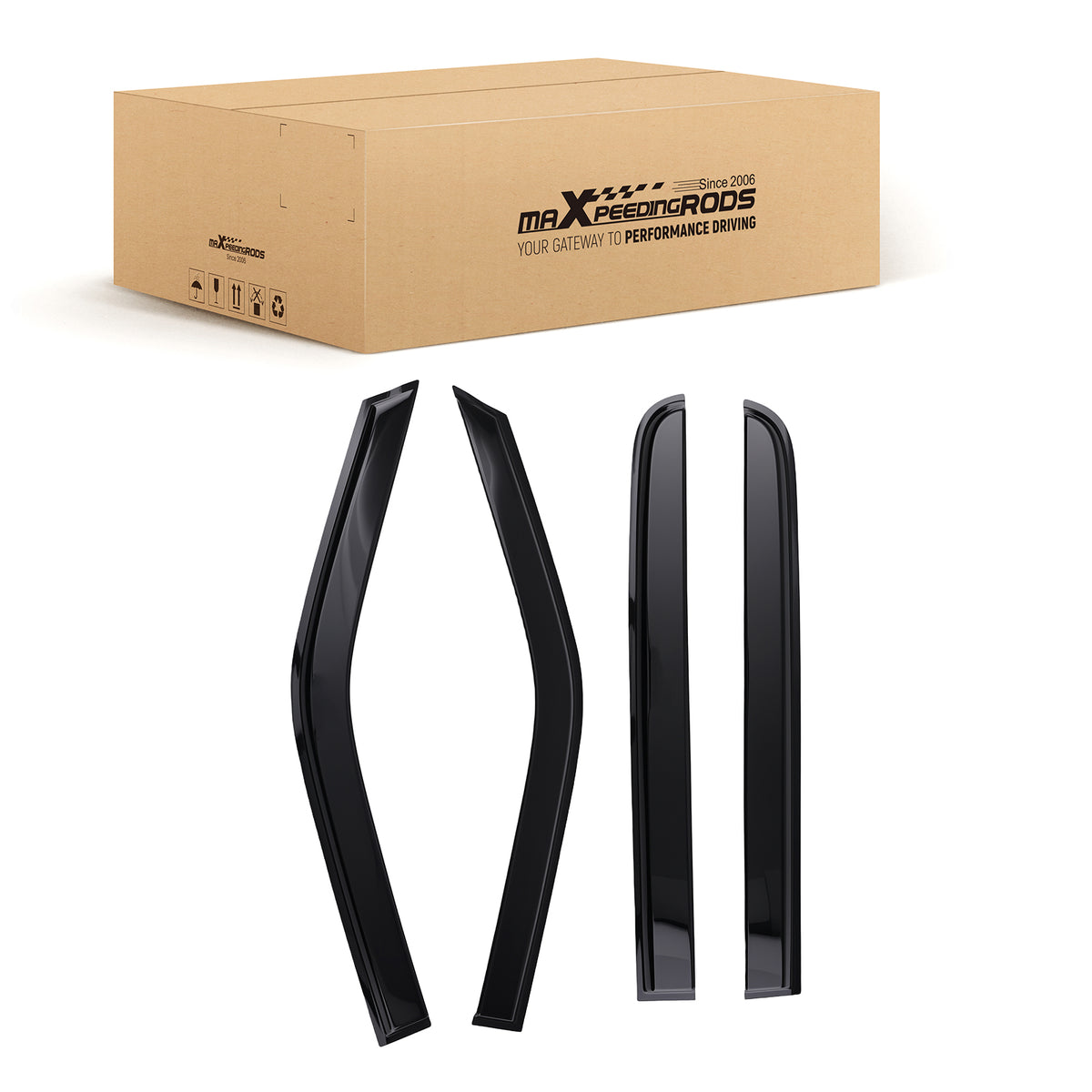 4pc Window Visors Rain Guards Set Smoke compatible For Ford F-150 Crew Cab 2015-2020